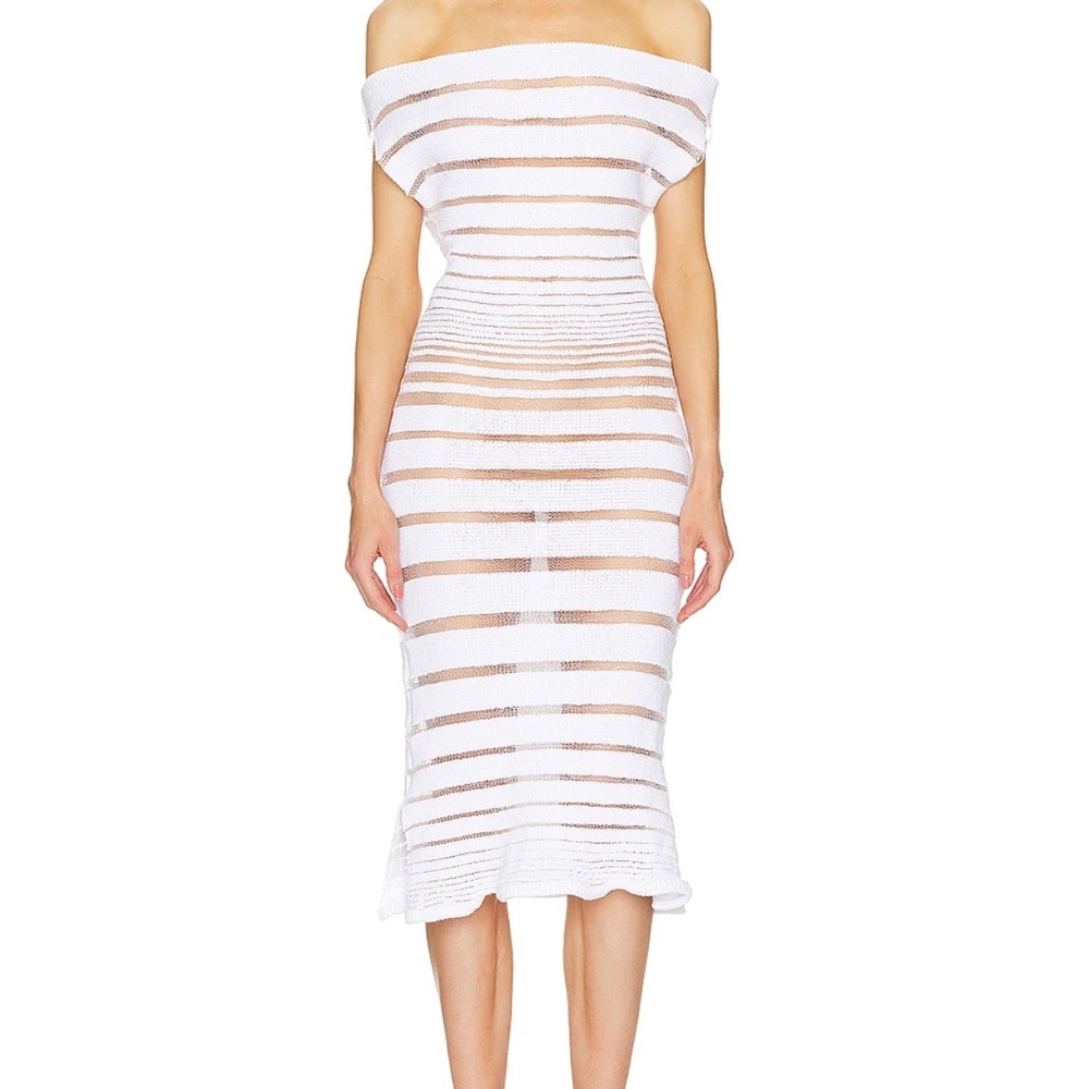 George trochopoulos nude dress stripe in white